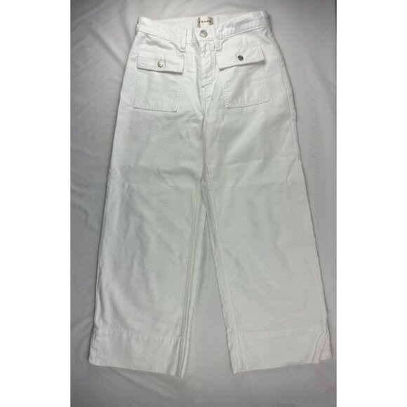 FRAME 70's Patch Pocket Crop Straight White in White Size 25 - Picture 3 of 11